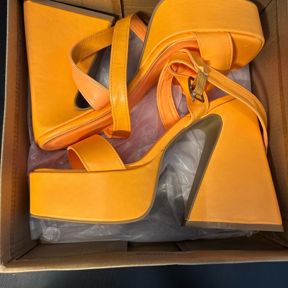 Vibrant Orange Platform Sandals